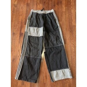 Adidas x KSENIASCHNAIDER Kenia 3-Stripes Jeans Black Denim Large Patchwork Baggy